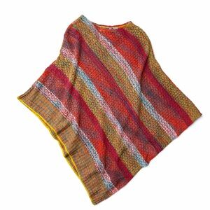 Soft Surroundings Vibrant Striped Crochet Poncho